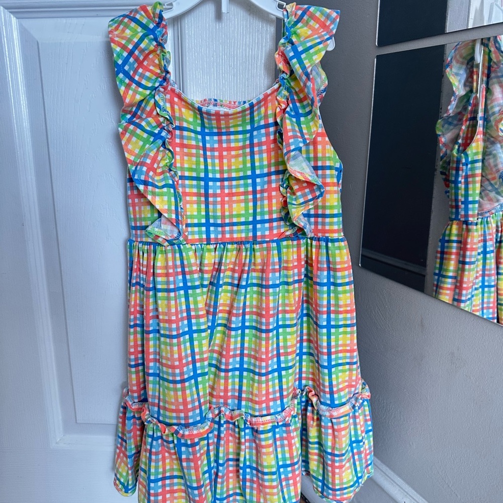 Colorful Plaid Ruffle Dress - Picture 2 of 2